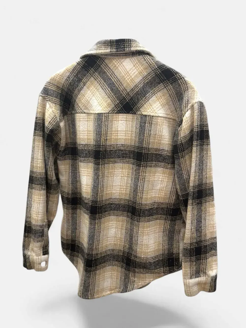 editHer Tan and Black Plaid Shacket Shirt Jacket Size‎ S